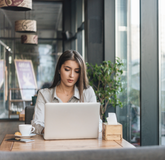 A girl in front of laptop